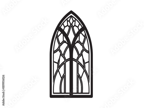 Elegant gothic window with stained glass design