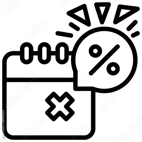 shopping calendar sale discount shop deal simple line icon