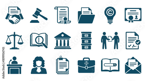Comprehensive Set of Law and Justice Legal System Vector Icons