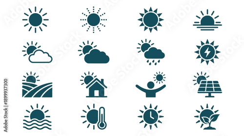 Weather, Sun, and Renewable Energy Vector Icons Collection