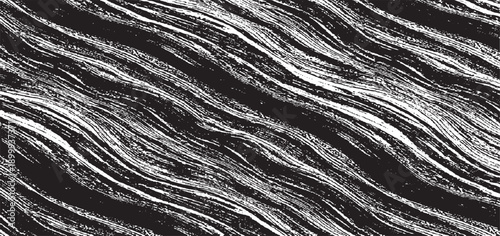 Swirled and curled stripes and brush strokes texture. Marble or acrylic artwork imitation. Cool and swirly background. Abstract vector illustration. Black isolated on white. EPS10