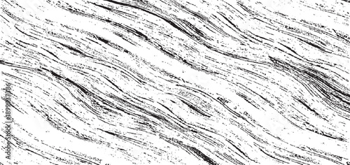 Swirled and curled stripes and brush strokes texture. Marble or acrylic artwork imitation. Cool and swirly background. Abstract vector illustration. Black isolated on white. EPS10