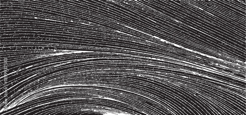 Swirled and curled stripes and brush strokes texture. Marble or acrylic artwork imitation. Cool and swirly background. Abstract vector illustration. Black isolated on white. EPS10