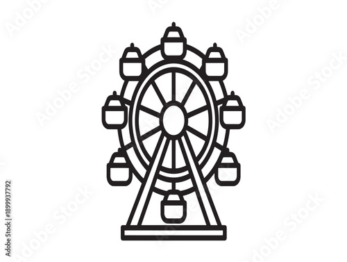 Minimalist ferris wheel illustration with circular design