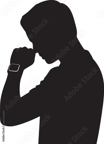 Silhouette of a person holding a camera to their eye