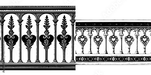 Vintage Elegance: Ornate Decorative Railing Design with Heart Motif