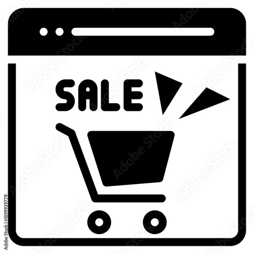 shopping cart online shopping promotion sale discount solid glyph icon