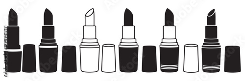 Lipsticks Silhouette: Artistic array of lipsticks silhouetted, each uniquely angled, poised to paint a palette of expression, symbolizing beauty, style and sophistication. 