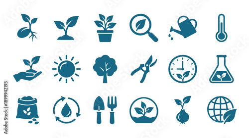 Nature, Growth, Agriculture and Gardening Vector Icons Collection
