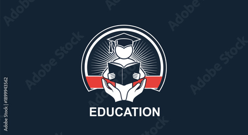 Illustration of a student reading a book with graduation cap.