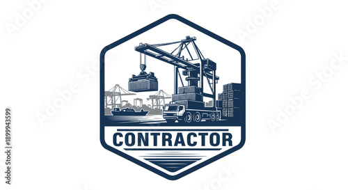 Industrial Crane Lifting Container at Shipping Port.