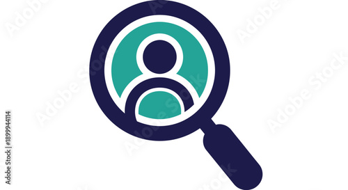 Magnifying Glass with Person Icon Representing User Search and Profile Discovery.