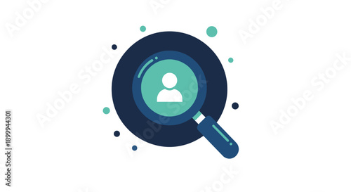 Magnifying Glass with Person Icon Representing User Search or Profile.