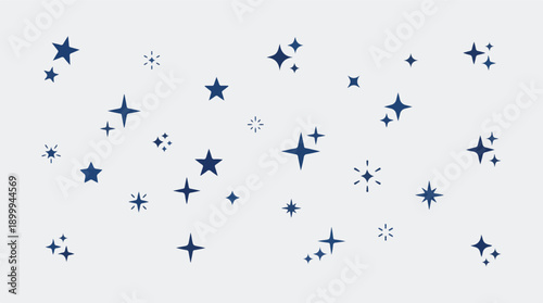 Stylized blue stars and sparkles pattern on a light background