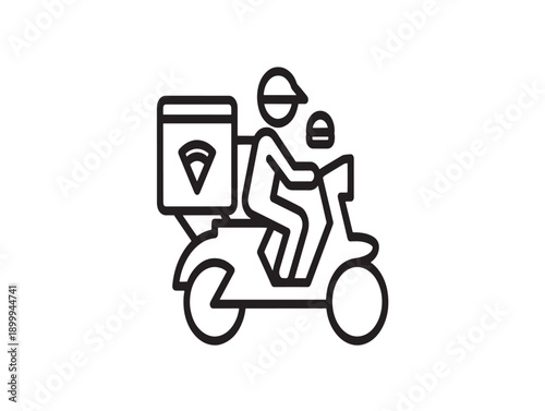 Delivery person on scooter with food box