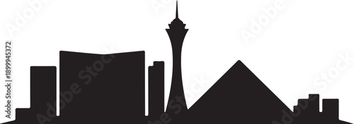 Las vegas skyline silhouette city landscape illustration isolated on light grey