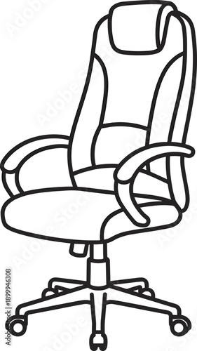 Modern ergonomic office chair line icon illustration isolated on white background for workspace furniture design, business interiors, UI, and stock graphics use