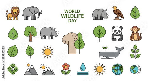 Celebrating World Wildlife Day with animals, nature, and conservation on a sunny day worldwide