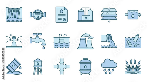 Infrastructure Utilities Icons Set Vector Illustration