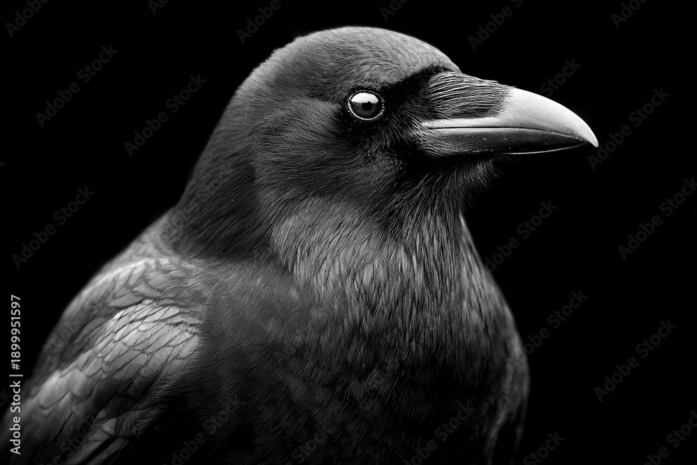 Obraz premium Bird stands still in black and white setting