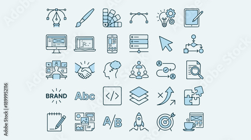 Fourth of July and American Independence Day celebration flat icon set