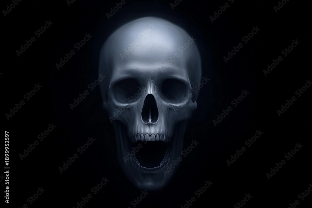 Fototapeta premium Skull with open mouth on a dark background