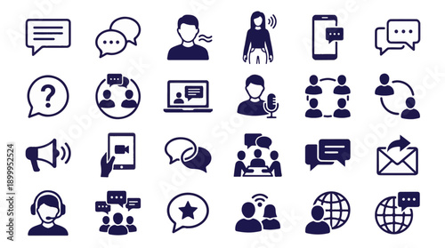Business, social responsibility, and growth concept line icons set