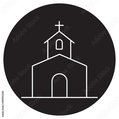 Church icon, Place of Worship, Sacred Christian Sanctuary, House of Prayer, Spiritual Fellowship Center, vector