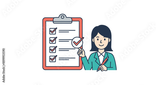 Woman completing a checklist with a pen.