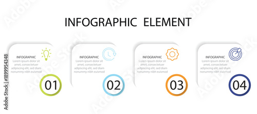 Steps business data visualization timeline process infographic template design with icons. Vector illustration.