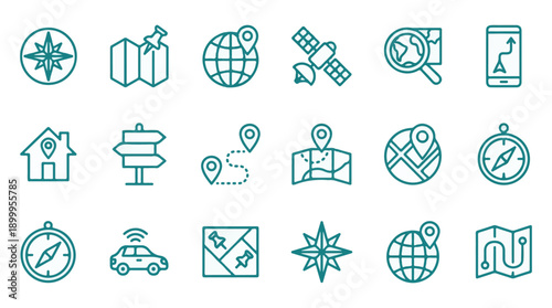 Flat design vector icons for technology, settings, tools, and digital processes