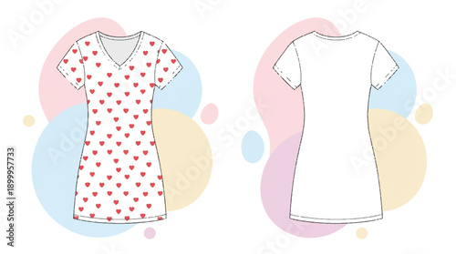Chic Flat Vector Design for White Women's Nightgowns for Fashion Apparel
