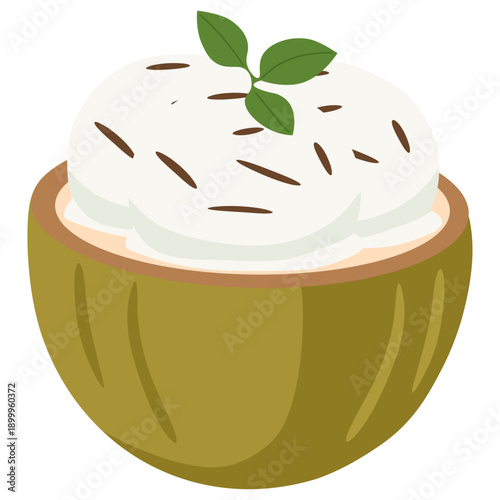 Thai Coconut Ice Cream Street Dessert Vector