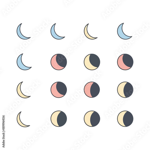 Phases of the Moon Illustration.