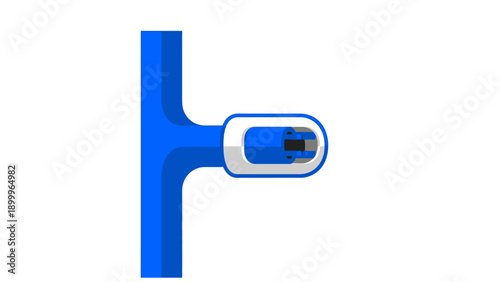 Abstract High-Speed Data Cable Connector End Icon - Blue Digital Network Connection Vector Illustration