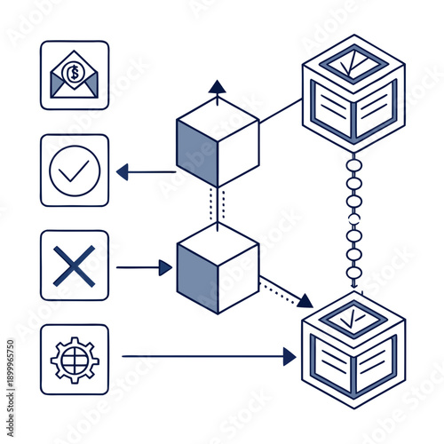 Blockchain Smart Contract Execution Process Flat Vector Graphic