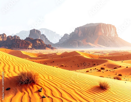 Golden desert dunes panorama high resolution photo