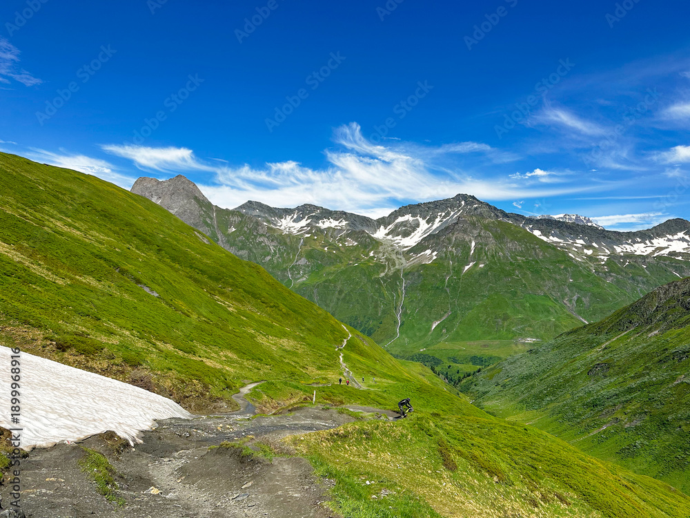 Fototapeta premium mountain landscape in the alps on the tour du Mont Blanc, Switzerland 