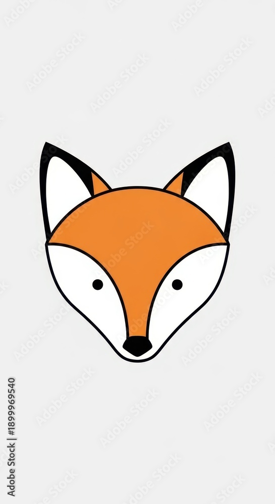 Obraz premium Simple illustration depicts the face of a wild canine mammal with pointed ears and an orange coat