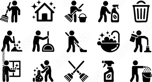 Cleaning Service Line Icons – Housekeeping Home Care Vector EPS Collection