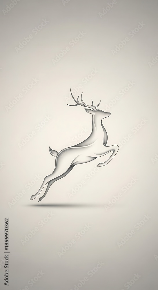 Fototapeta premium Stylized depiction of a leaping ungulate rendered with translucent shading creates a luminous effect