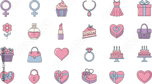 Pink and blue cartoon for womens day purple women's day