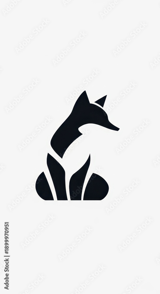 Fototapeta premium Stylized depiction of a fox silhouette integrated with abstract plant shapes against a light background