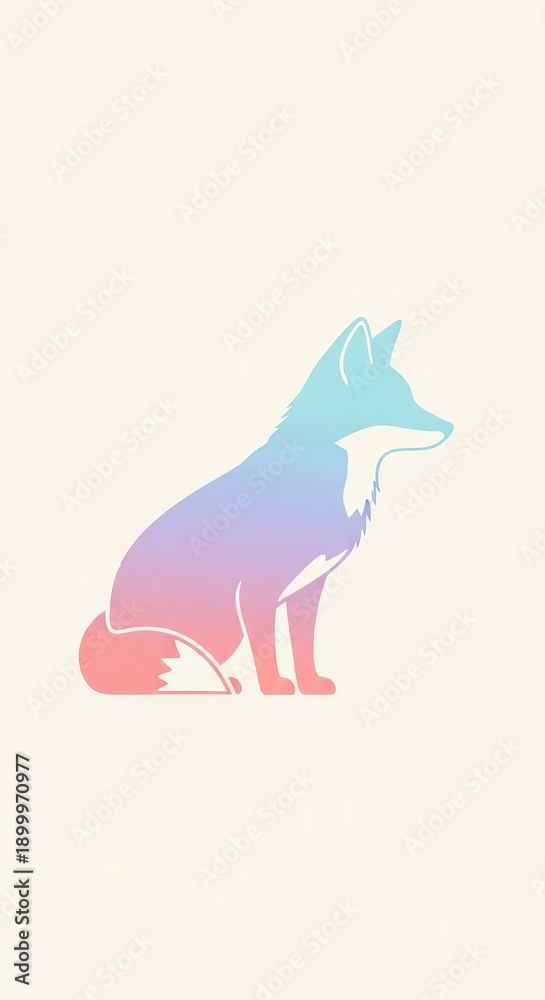 Fototapeta premium Stylized profile silhouette of a wild canine displaying a soft color gradient against a pale background