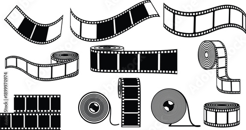 Black and white strips in various shapes and sizes cinema reel