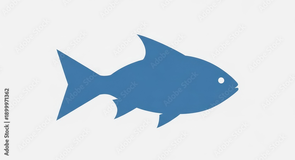 Fototapeta premium Simple blue fish silhouette positioned against a bright background