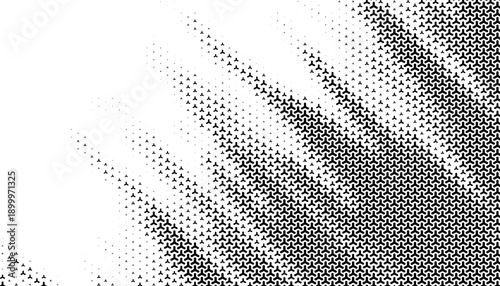 Black and white abstract and grunge smooth transition pattern with halftone effect for sporty and modern background. Vector Format Illustration 