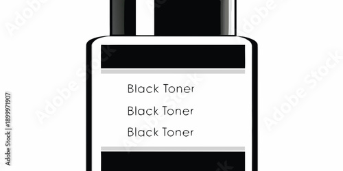 Close up of a black toner cartridge with repeated text labeling