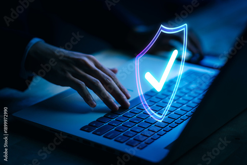 Enhancing Privacy and Security Measures for Remote Work Cybersecurity Strategies Digital Workspace Technology Close-Up Protecting Personal Data