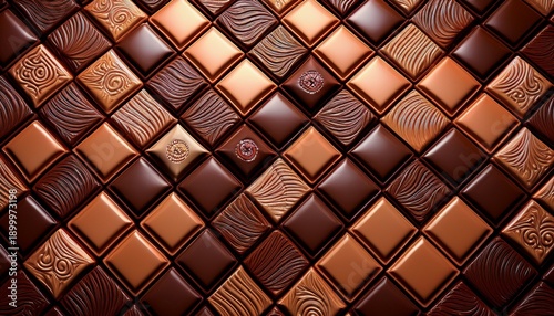 decorative chocolate squares arranged in grid pattern